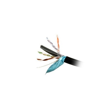 Cable Wholesale Plenum Shielded Cat6a blk Copper Ethernet Cable, 10 Gigabit Solid, CMP, 500Mhz, 23 AWG, 1000ft 14X6-522NH